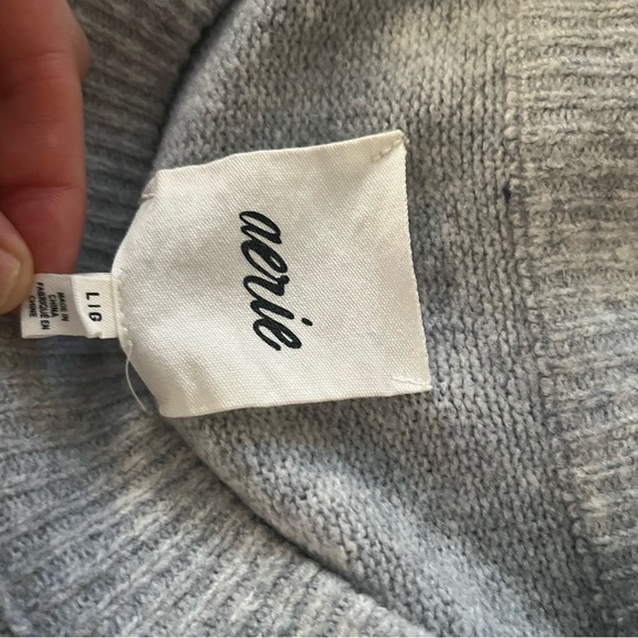 aerie Gray Crewneck Sweater with Striped Pattern - Picture 2 of 3
